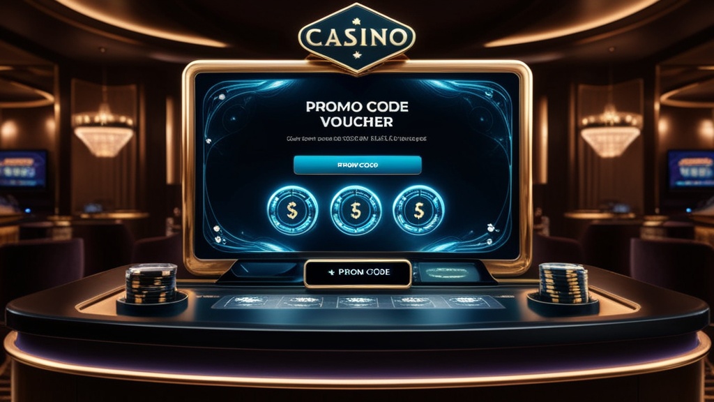 Kazino pult sa promo kodom i ekranom za aktivaciju bonusa